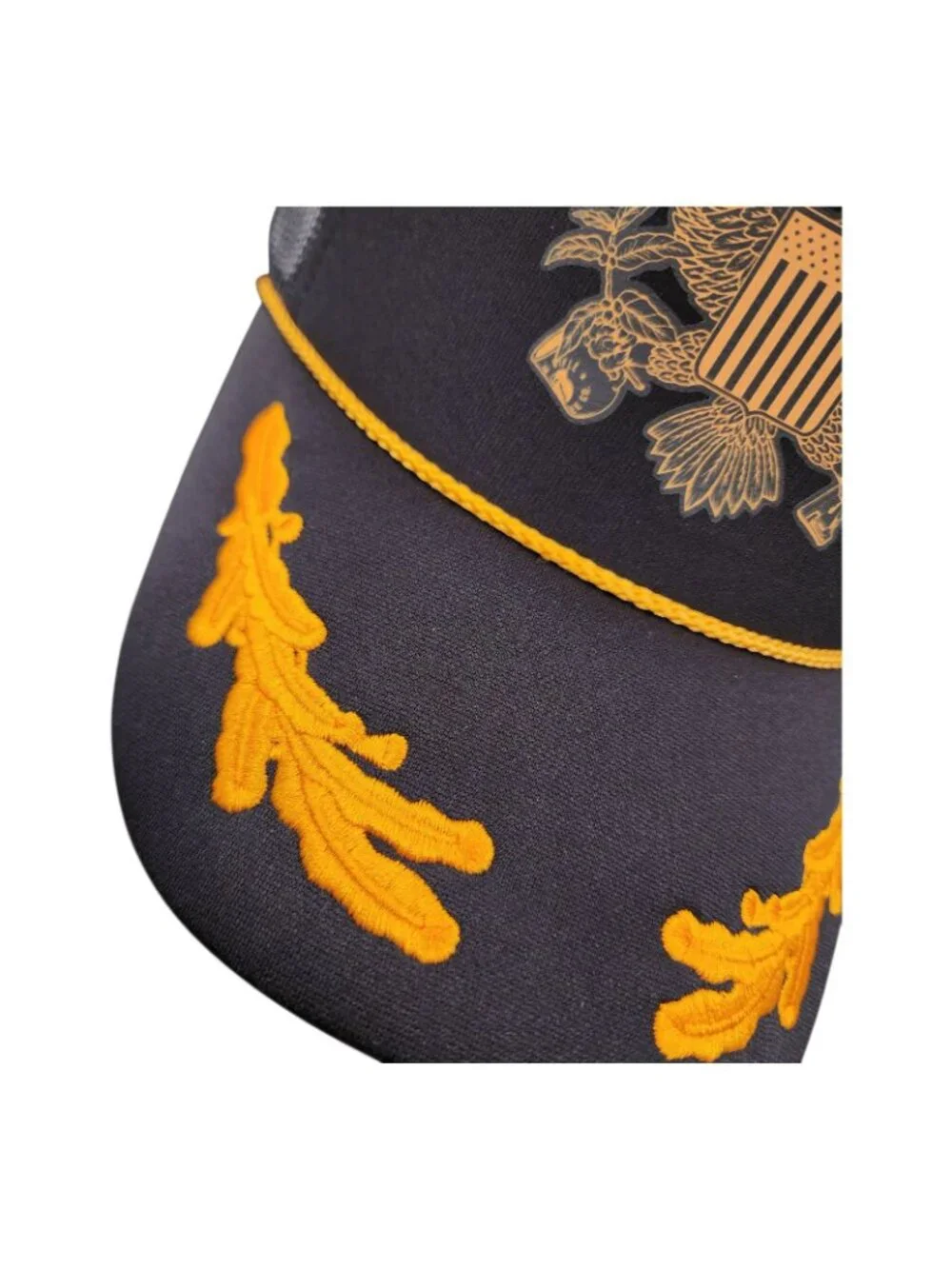 NRA Logo Trucker Hat With Gold Eagle Rope Trim & Embroidered 